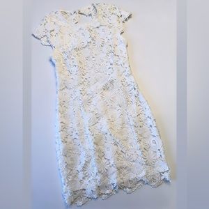 Lulus white lace open-back dress • Small